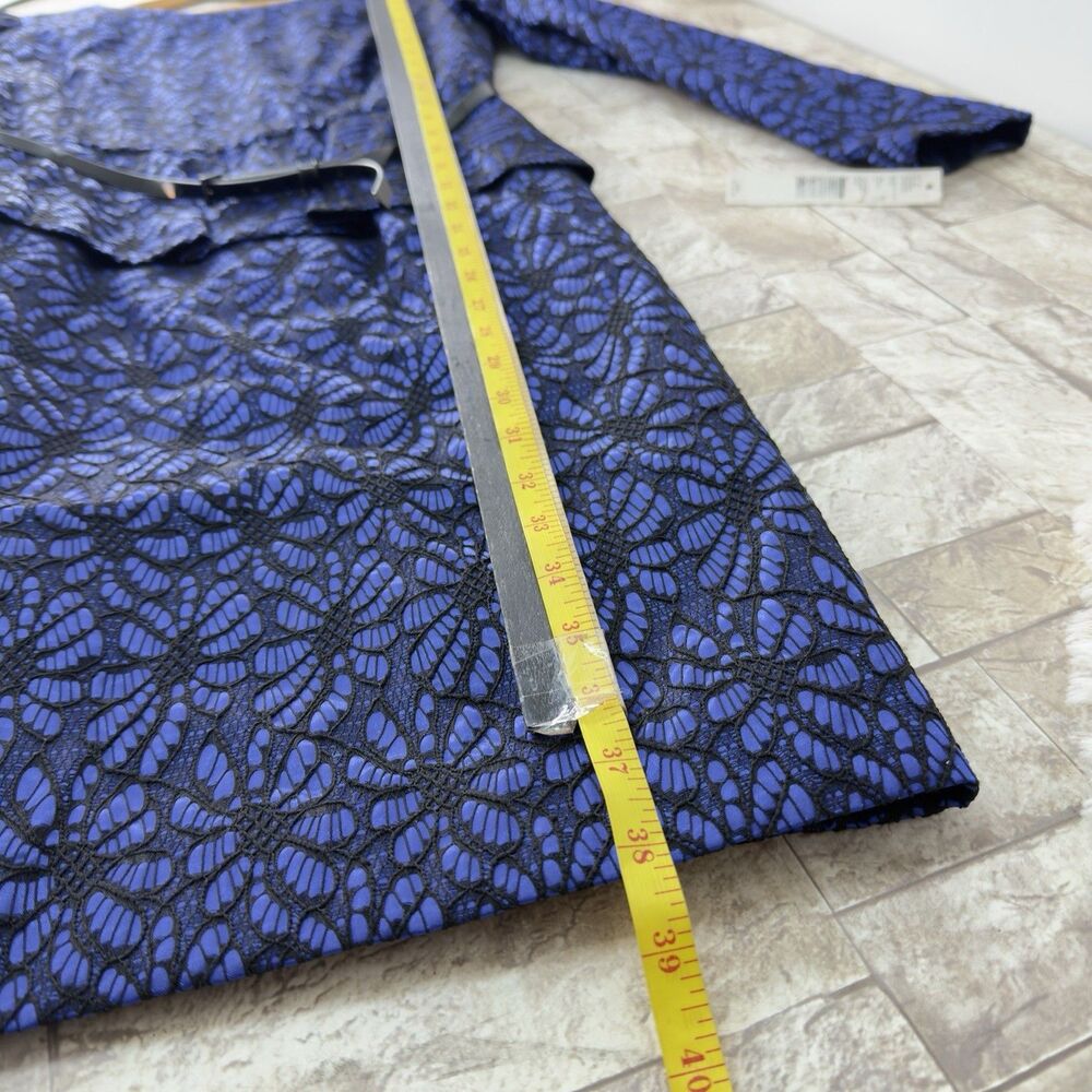 NEW ANTONIO MELANI Blue And Black Lace Peplum Midi Dress - Picture 15 of 17